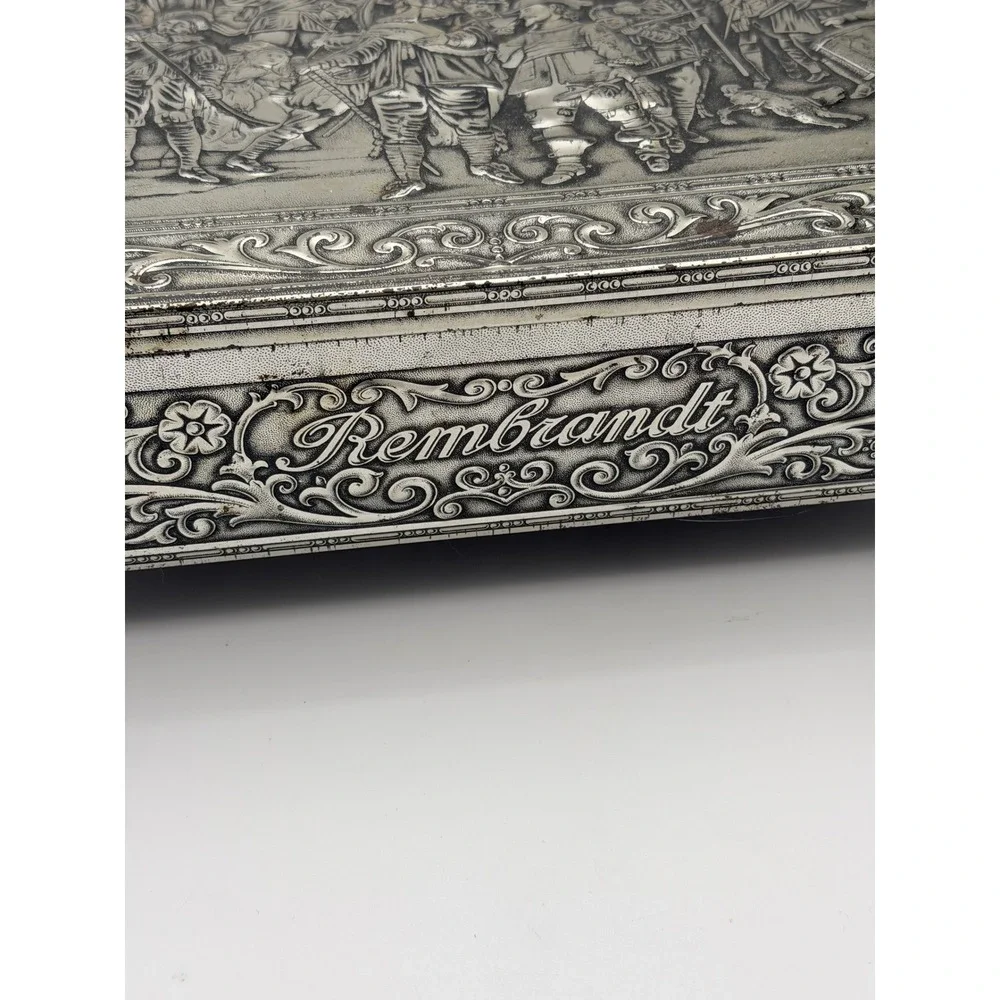 Vintage Victoria Biscuit Company Rembrandt The Night Watch Metal Relief Tin Box